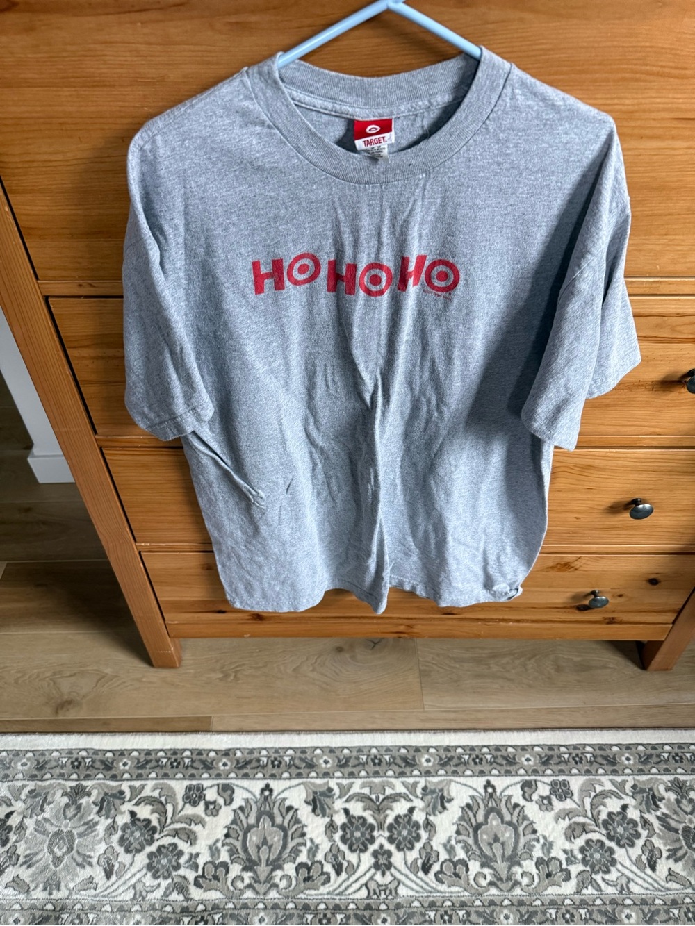 Hanes Gray Tee with Red HO HO HO Holiday Print